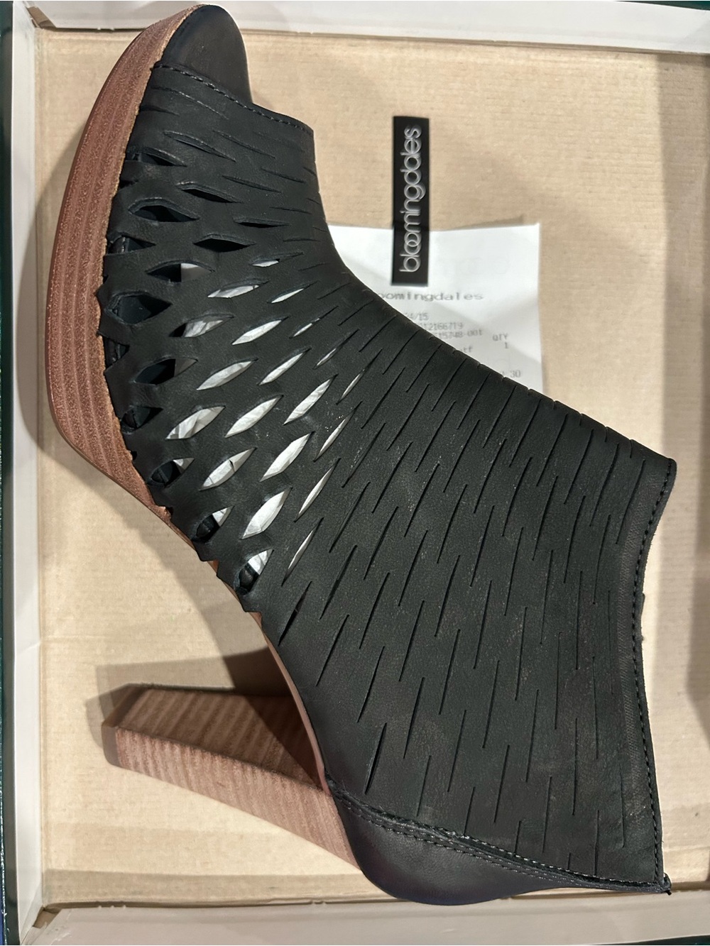 Paul Green 'Bravo' Black Caged Peep Toe Booties - Size 6